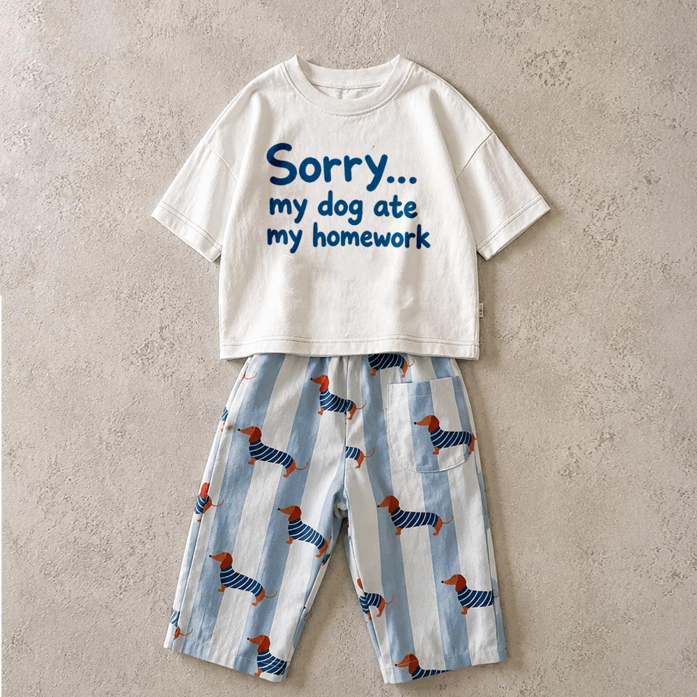 SORRY MY DOG ATE MY HOMEWORK Baby & Kids Dachshund 2 Piece Set