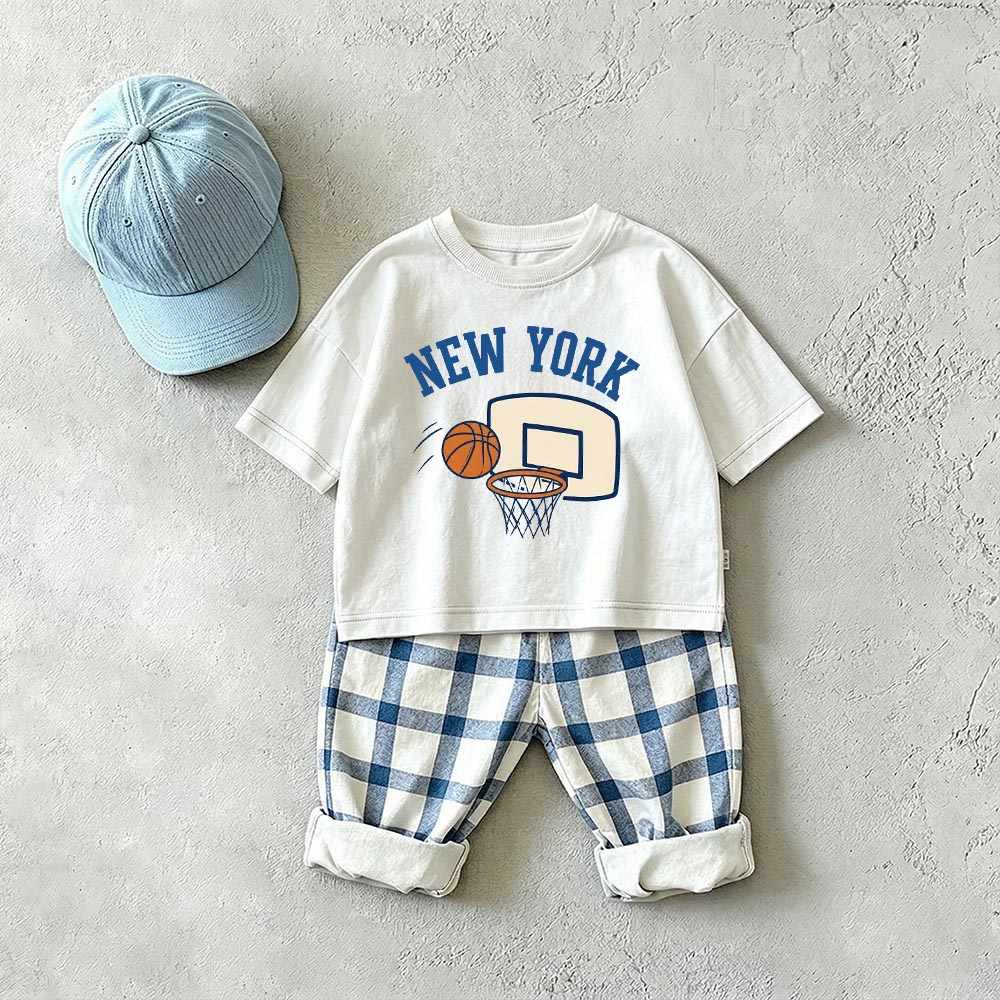 NEW YORK Baby & Kids Basketball Plaid 2 Piece Set
