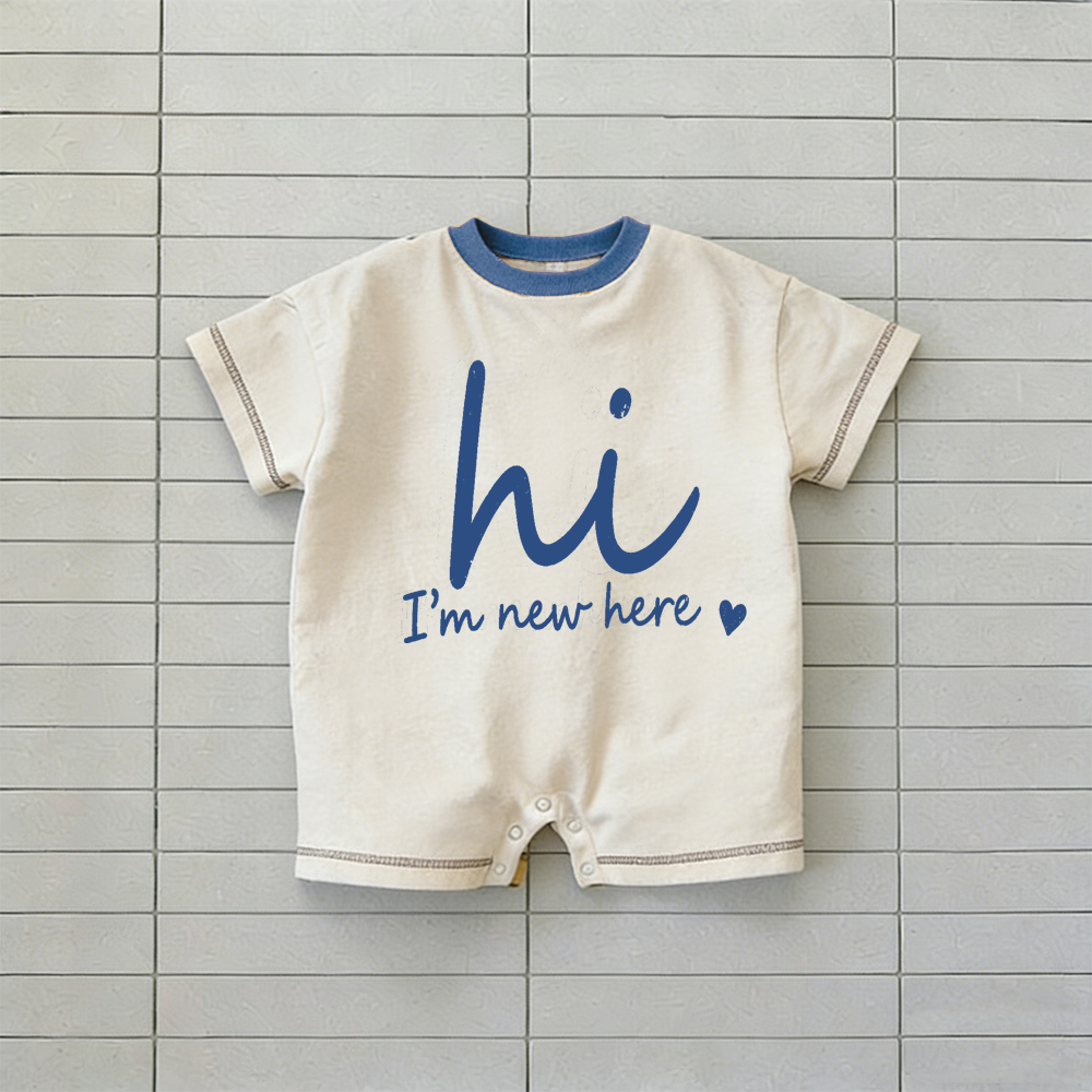 HI I'M NEW HERE BABY Baby Slogan Romper
