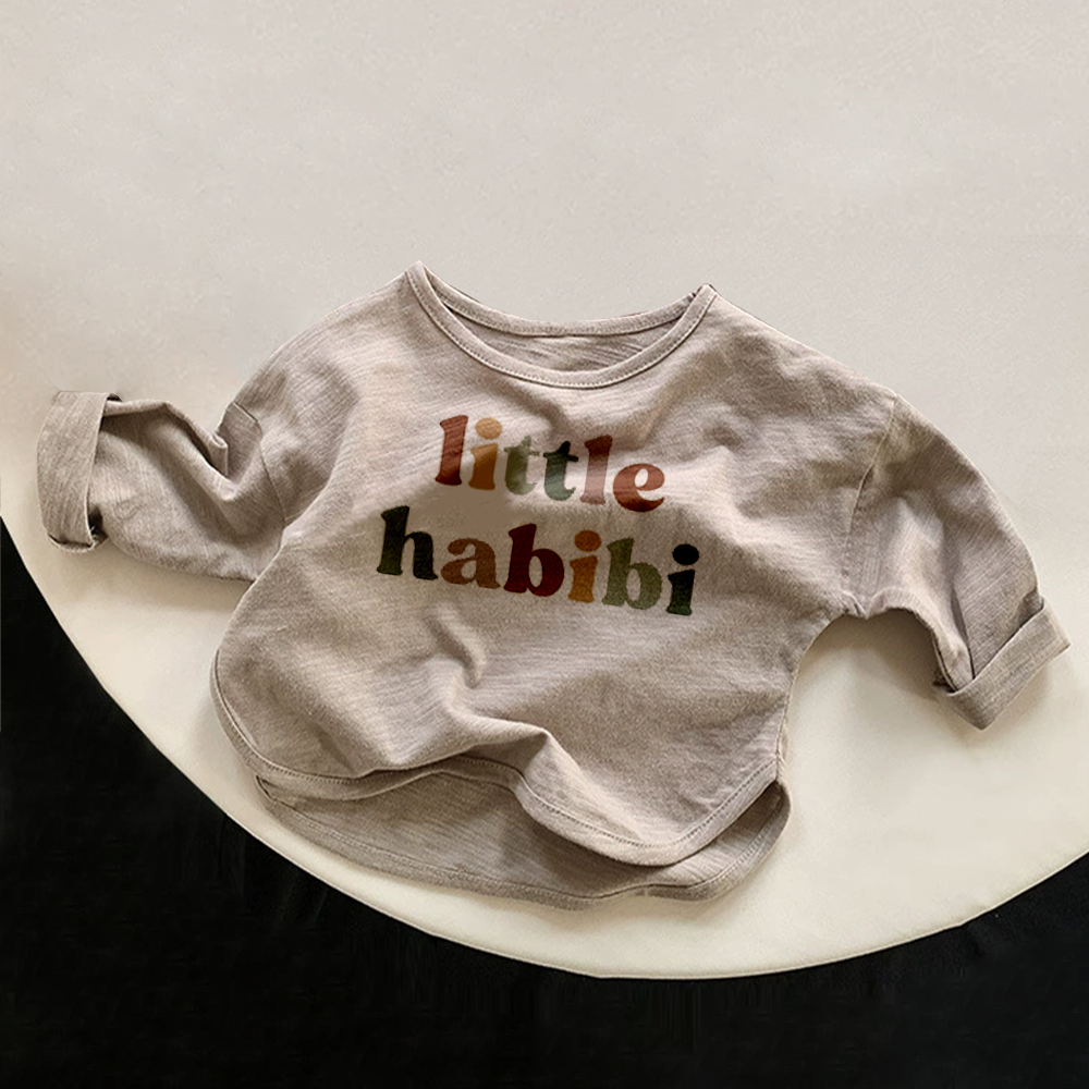 LITTLE HABIBI Kids Boy Solid Color Loose Shirt