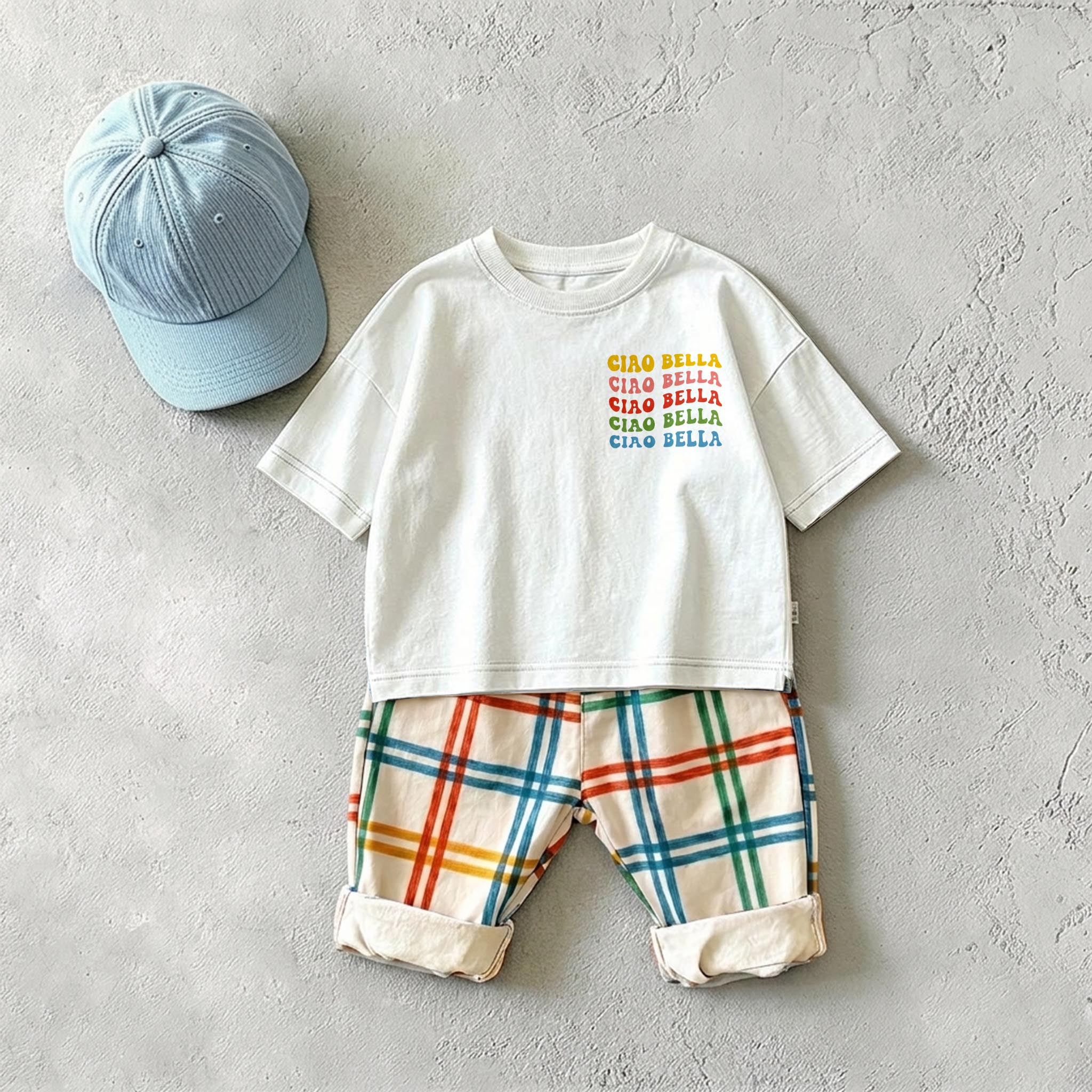 CIAO BELLAI Baby & Kids Colorful Plaid 2 Piece Set