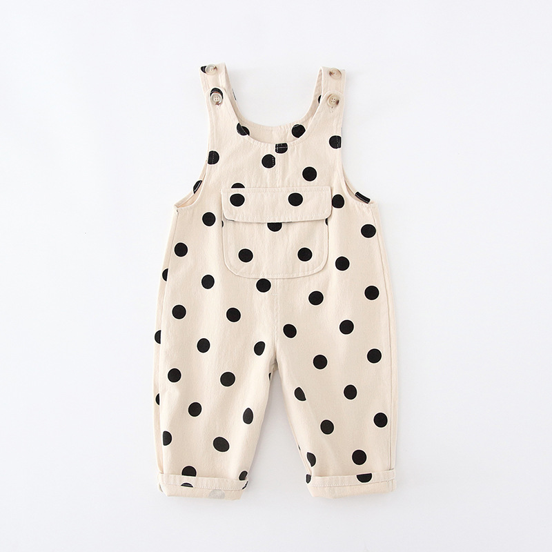 Toddler Lovely Black Dots Pocket Overalls