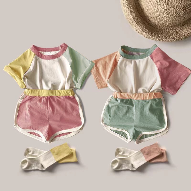 Baby Contrast Sleeves T-shirt & Shorts Set