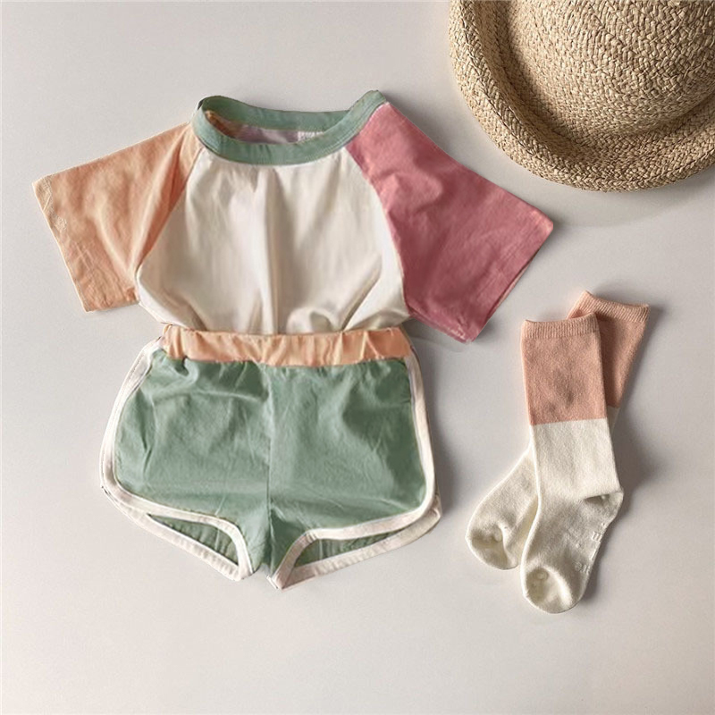 Baby Contrast Sleeves T-shirt & Shorts Set