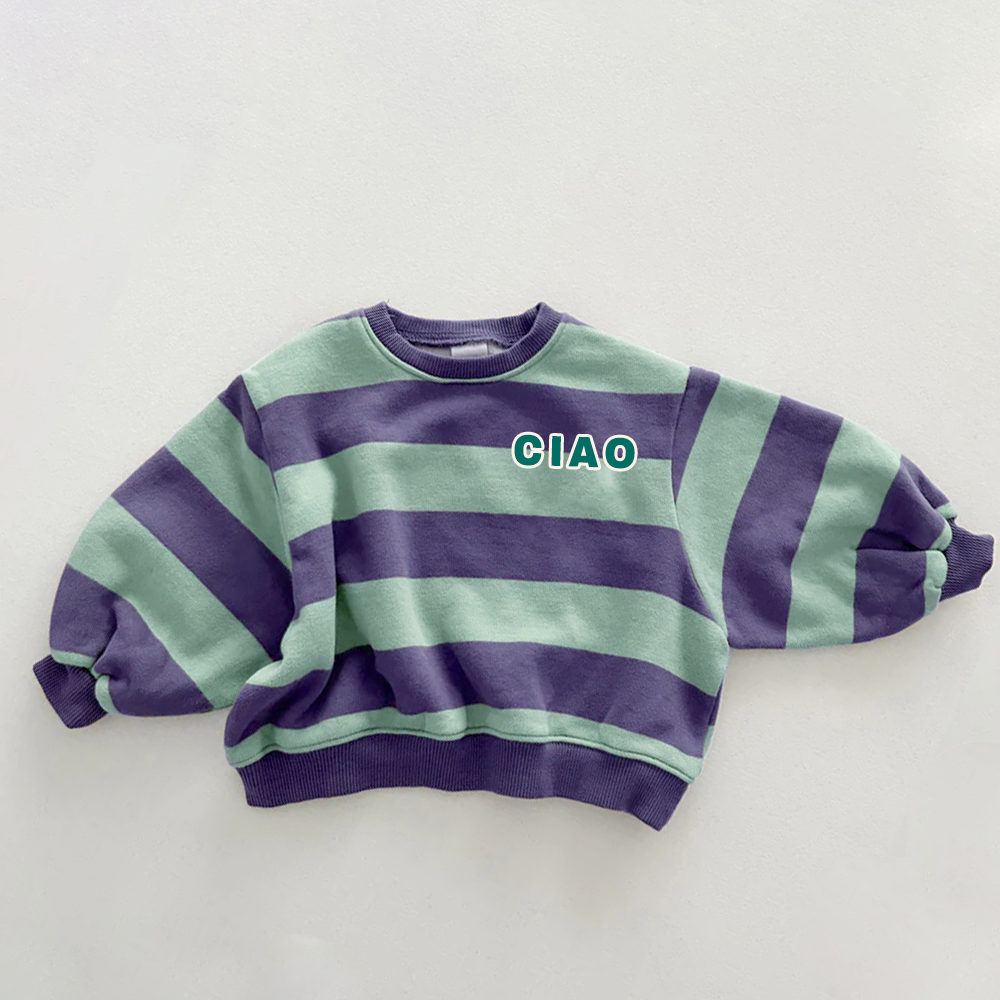 CIAO Baby & Kids Slogan Stripe Sweatshirt