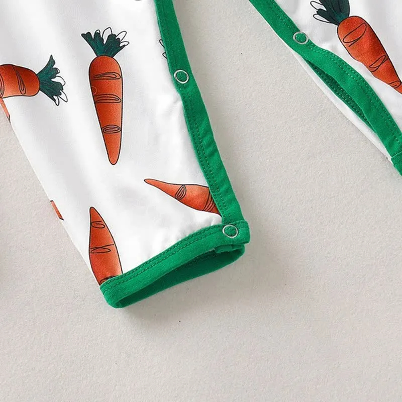 Baby Carrot Rabbit Ear Romper with Hat