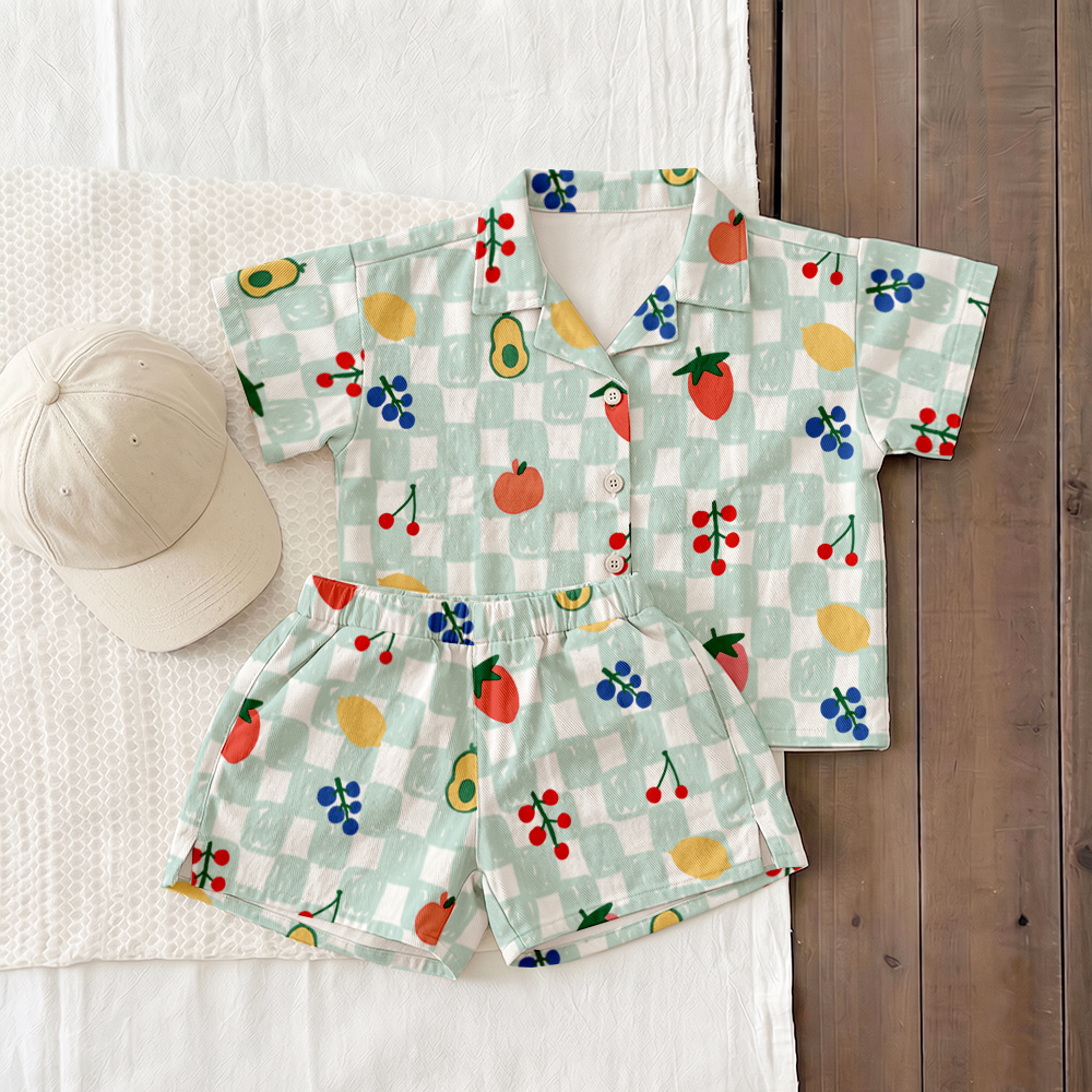 Baby & Kids Fruits Check Lapel Beach Sets