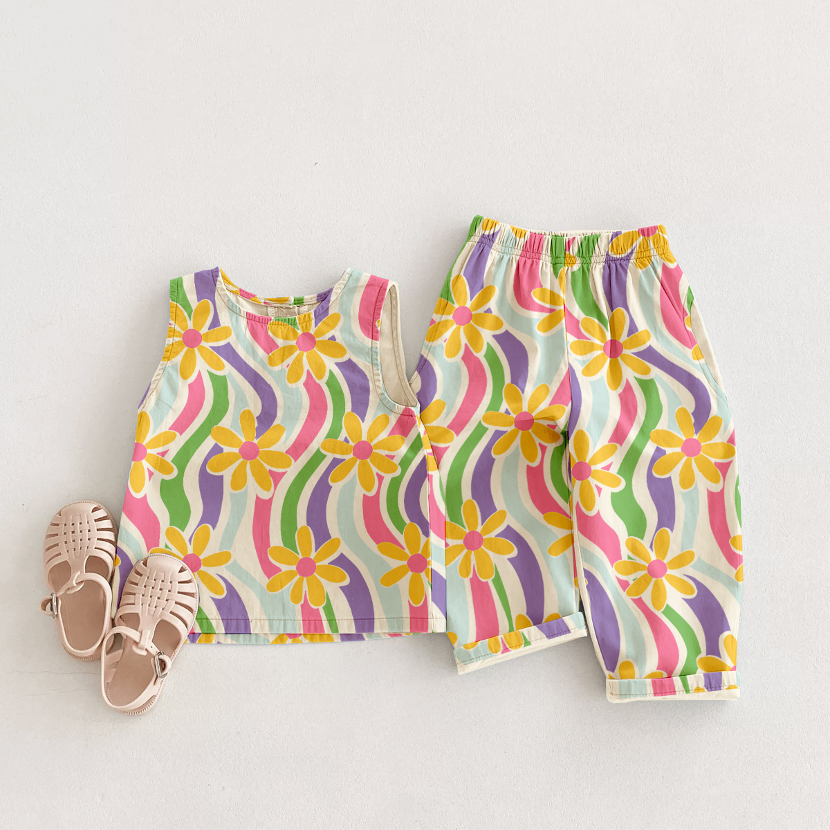 Baby & Kids Colorful Stipe Flower 2 Piece Set