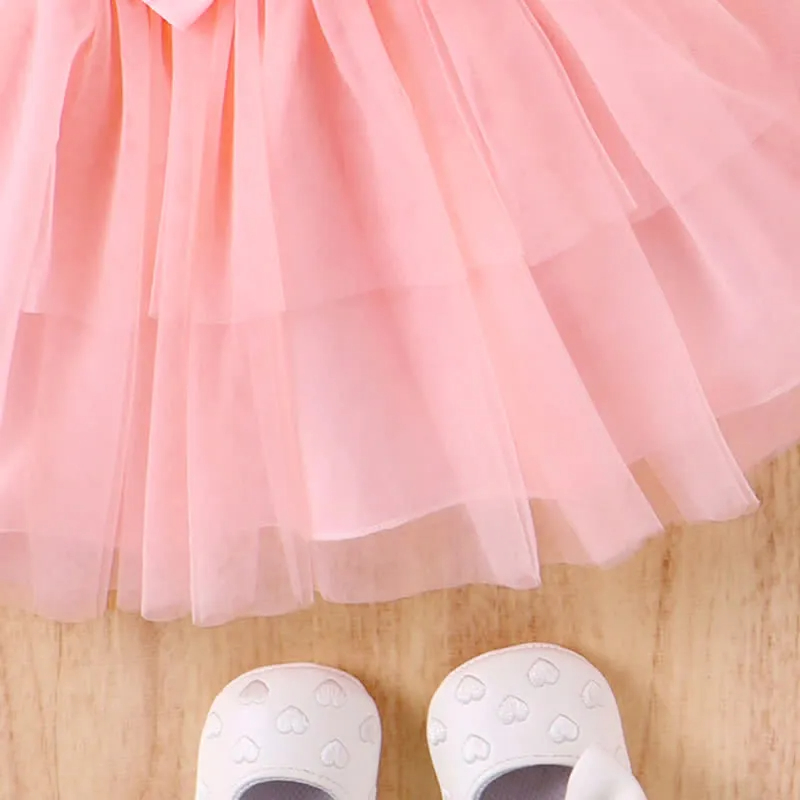 Baby 2-Piece Solid Color Rose Tulle Set