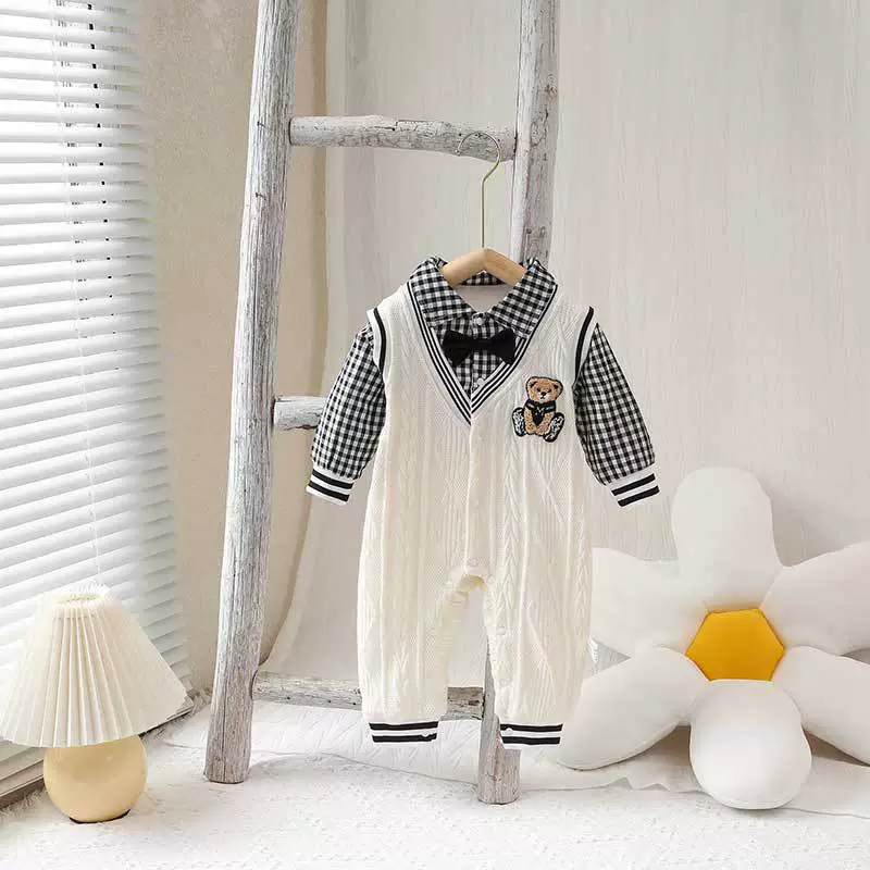 Baby Preppy Style Bear Romper