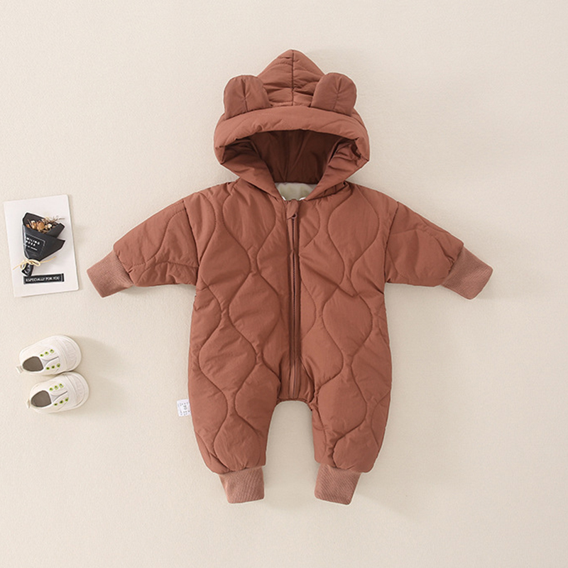 Baby Bear Hooded Quilted Romper