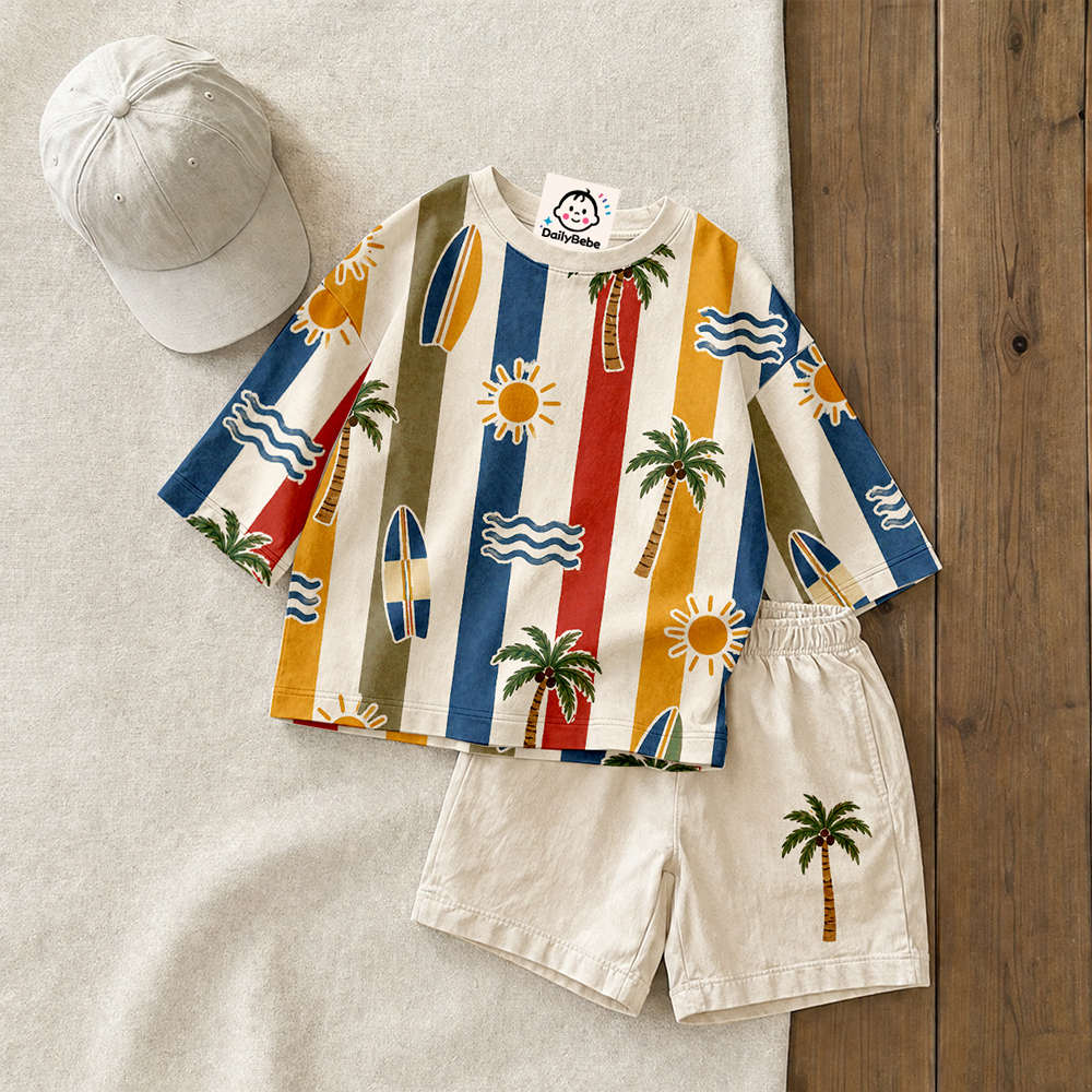 Baby & Kids Vacation-Style Stripes Tee and Shorts Sets