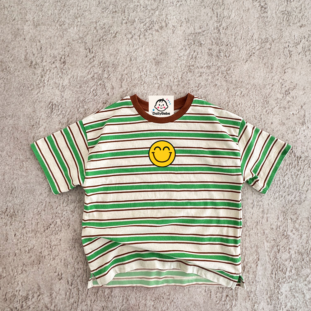 Baby & Kids Smiley Print Stripe T-Shirt (6M-12Y)