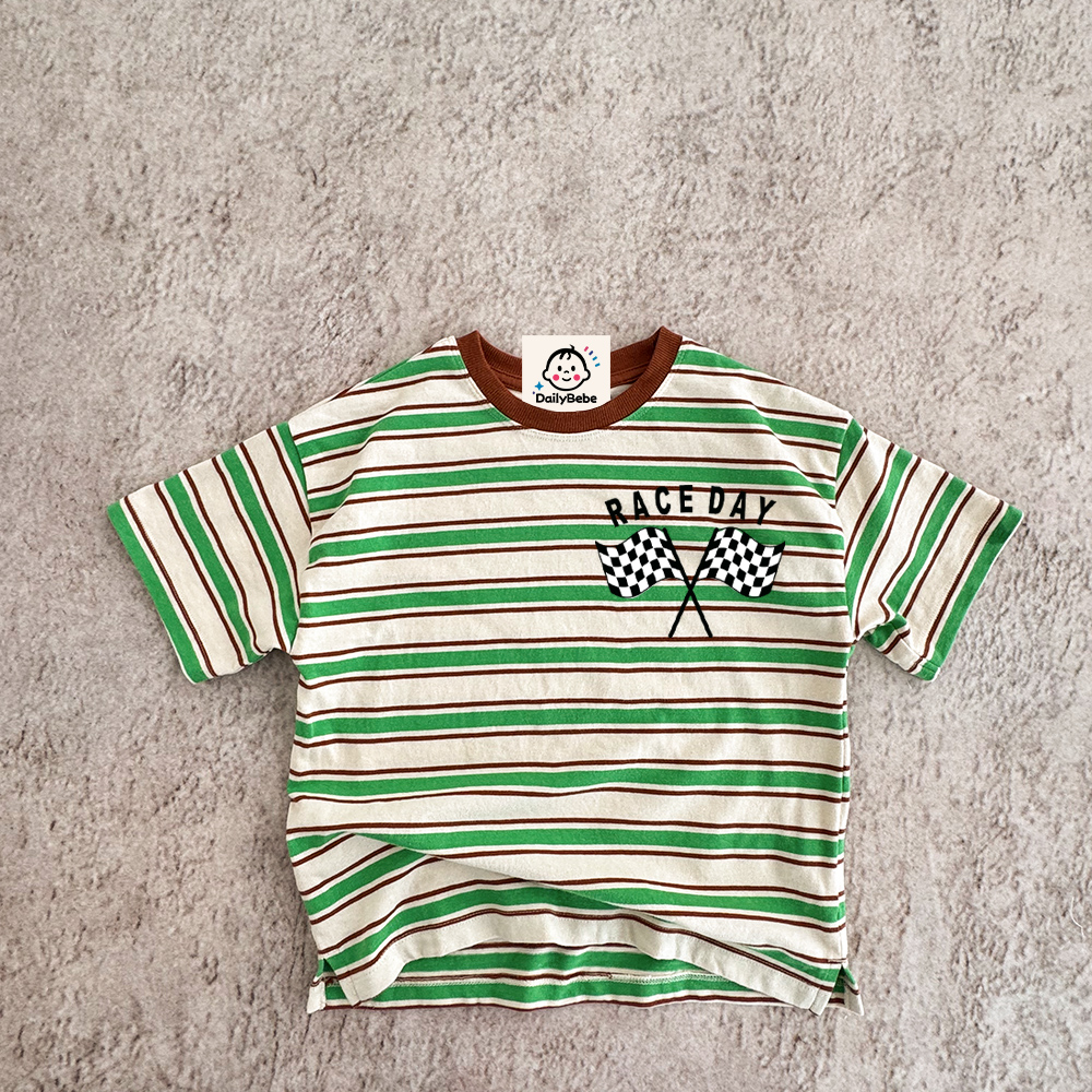 APPARENTLY I LIKE RACING Baby & Kids Print Stripe T-Shirt (6M-12Y)