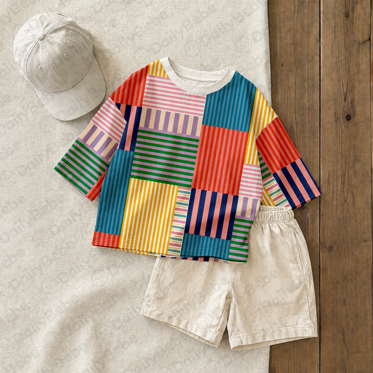 Baby & Kids Stripe Check Tee and Shorts Sets