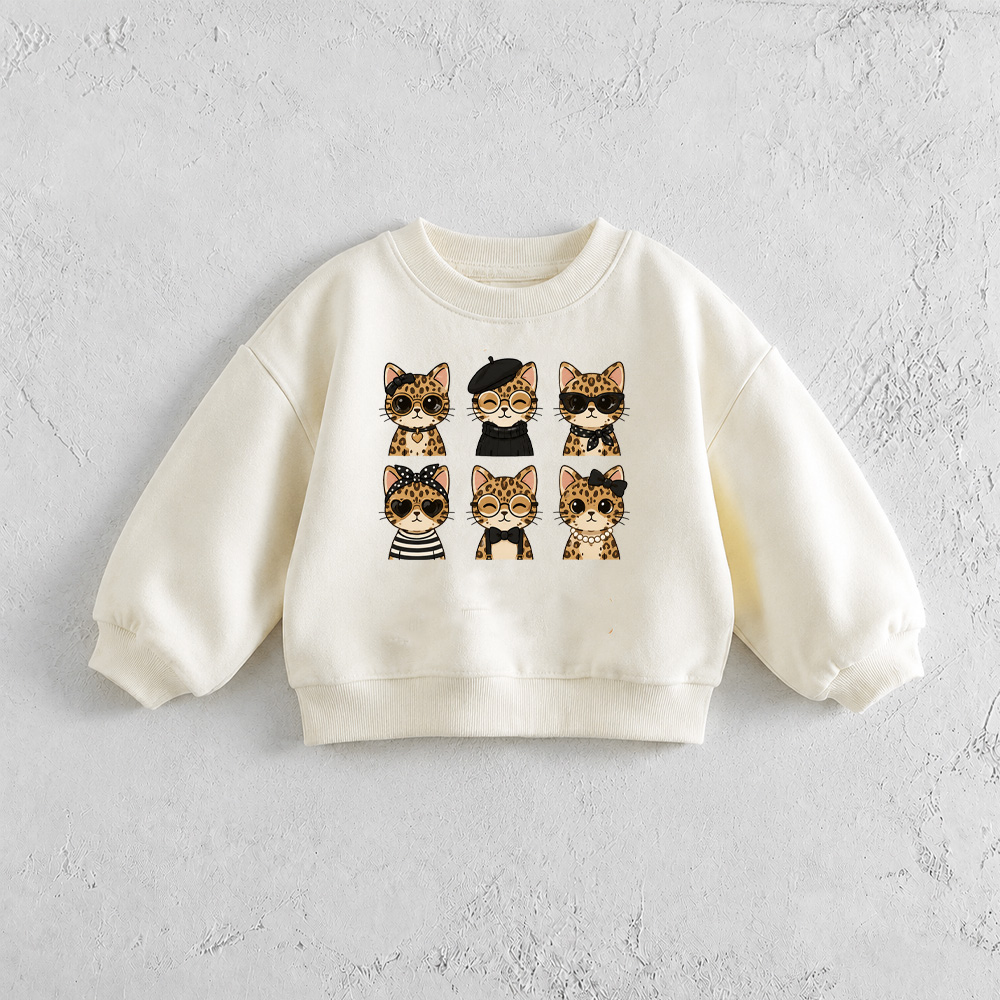 Baby & Kids Leopard Print Cat Pattern White Sweatshirt