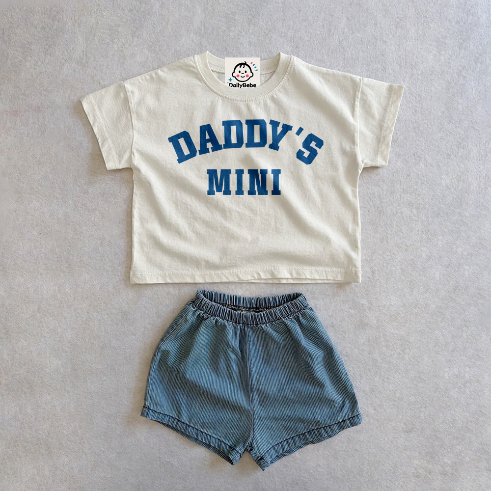 DADDY'S MINI Baby & Kids Tee and Denim Shorts Set