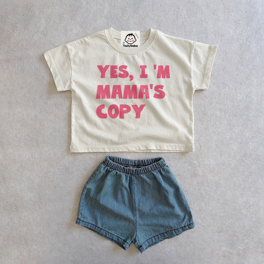 YES I'M MOMMY'S COPY Baby & Kids Tee and Denim Shorts Set