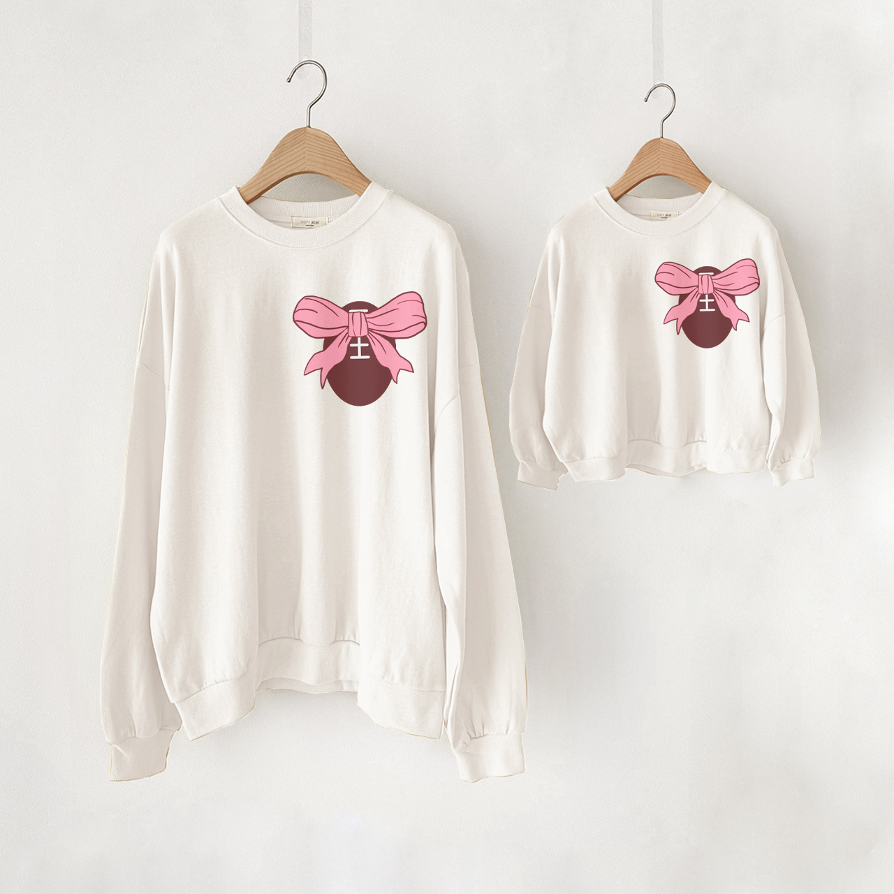 Mama and Me Rugby Pink Bow Sweatshirt