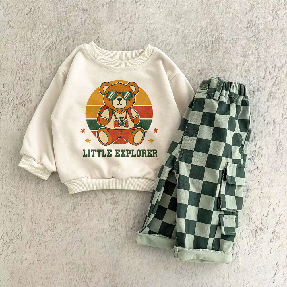 LITTLE EXPLORER Baby & Kids Bear Pattern 2-Piece Set