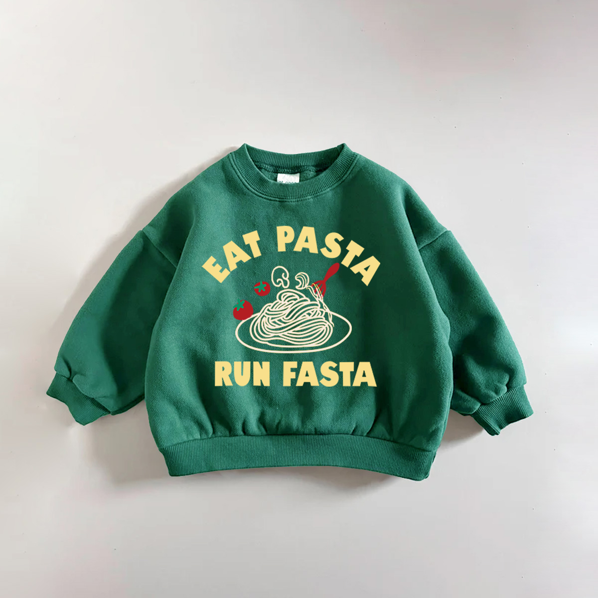 EAT PASTA RUN FASTA Baby & Kids Slogan Blue Sweatshirt