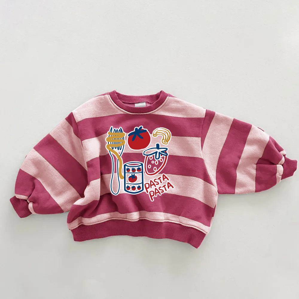 PASTA Baby & Kids Food Pink Stripe Sweatshirt