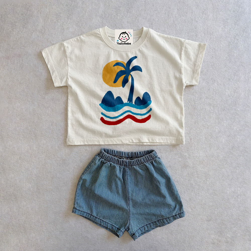 Baby & Kids Sunset By The Sea Tee and Denim Shorts Set