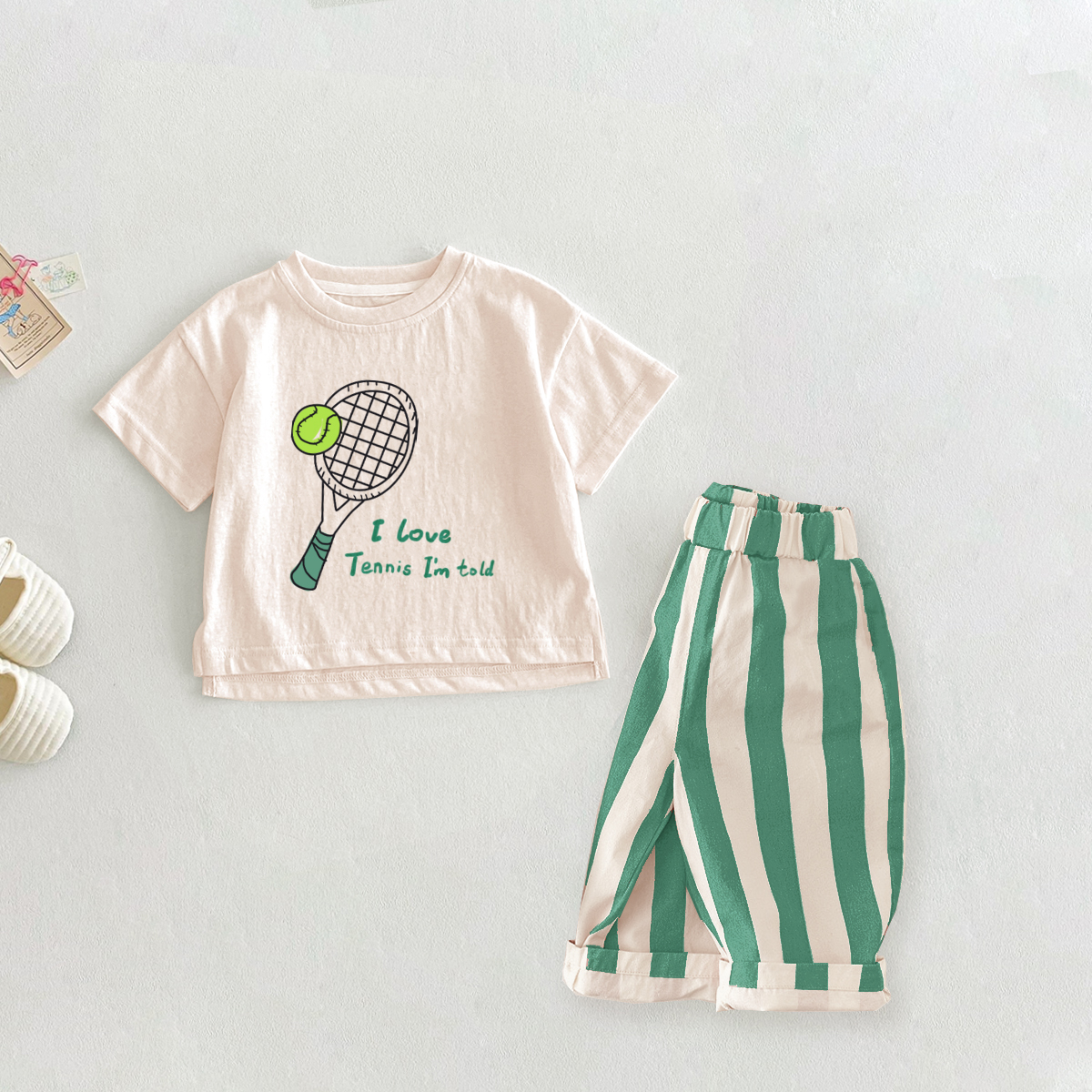 I LOVE TENNIS  I'M TOLD  Baby 2-Piece Slogan Set