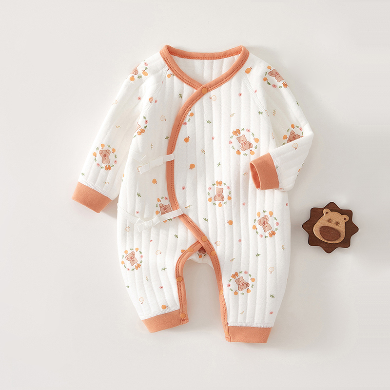 Baby Newborn Angel Bear Quilted Romper