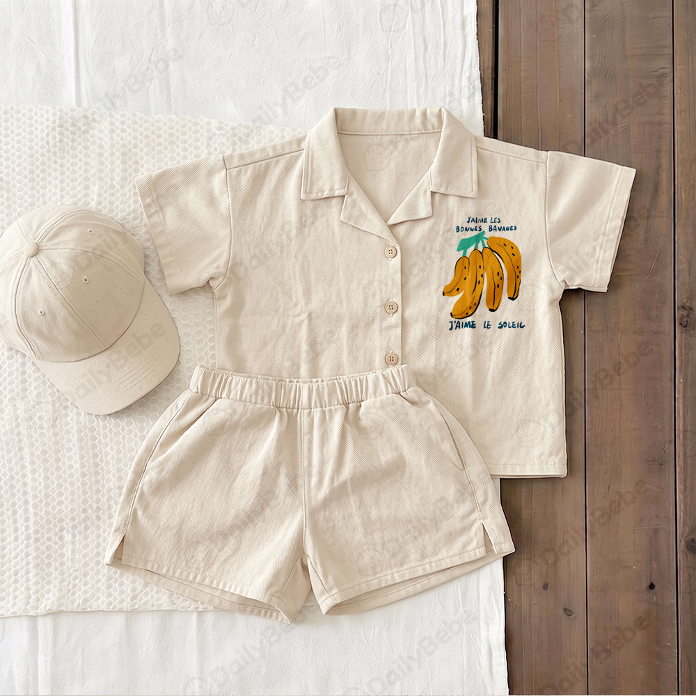 Baby & Kids Bananas Stripe Lapel Beach Sets