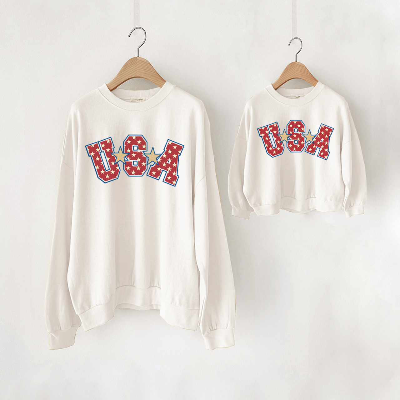 USA Family Slogan White Sweatshirt