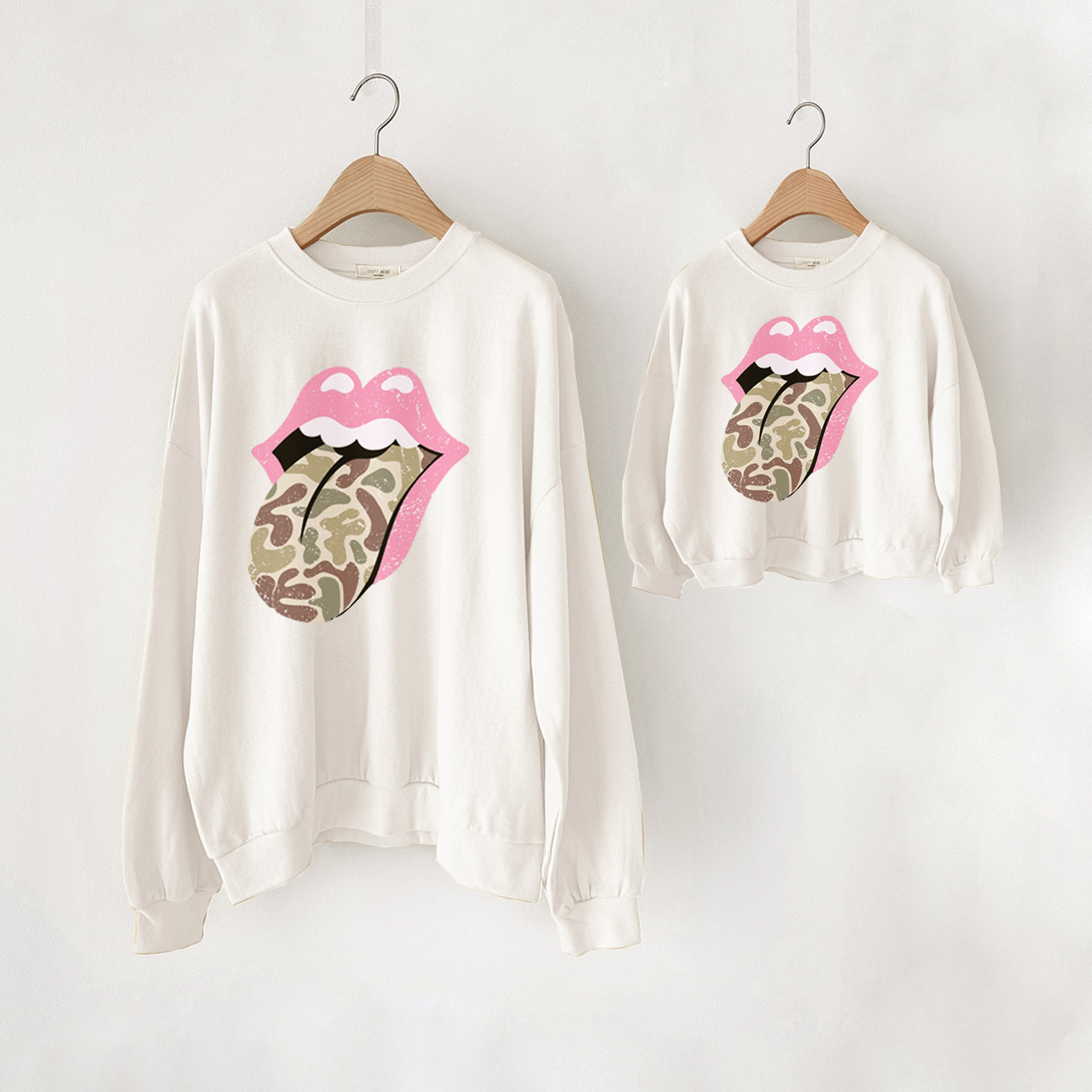 Mama and Me Leopard Pint Tongue Out Sweatshirt