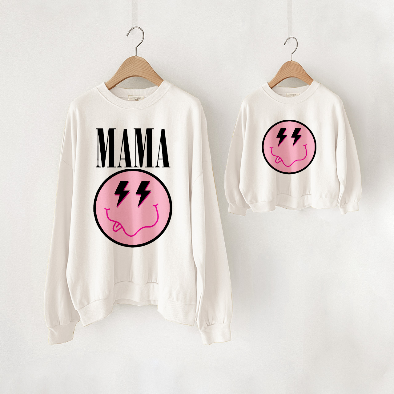 Mama and Me Pink smile Face Sweatshirt