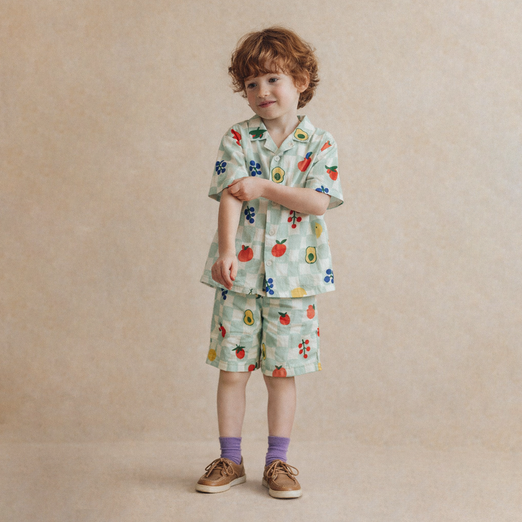 Baby & Kids Fruits Check Lapel Beach Sets