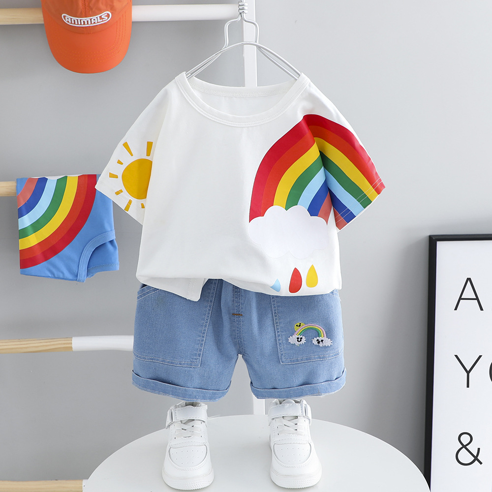 Baby Toddler 2-Piece Rainbow Denim Set
