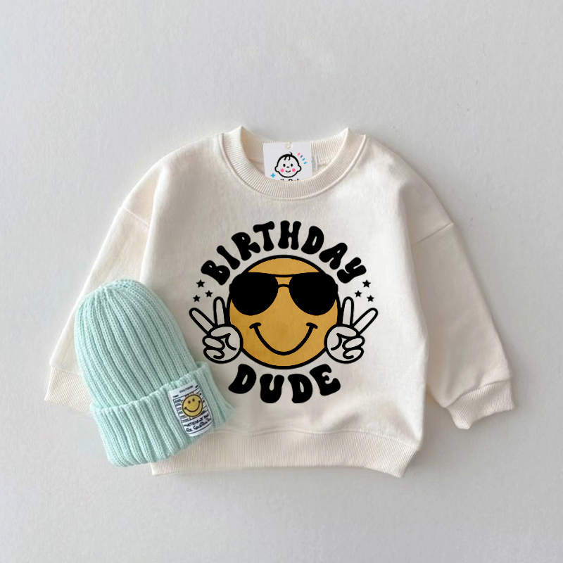 BIRTHDAY DUDU Baby Smiley Face Sweatshirt