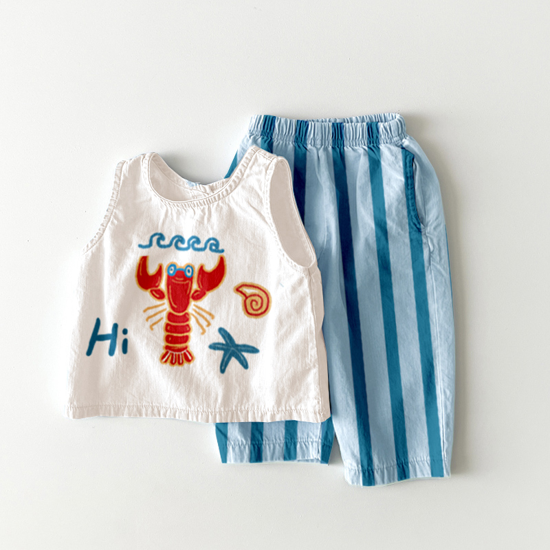 HI Baby 2 Piece Lobster Stripe Pants Sets