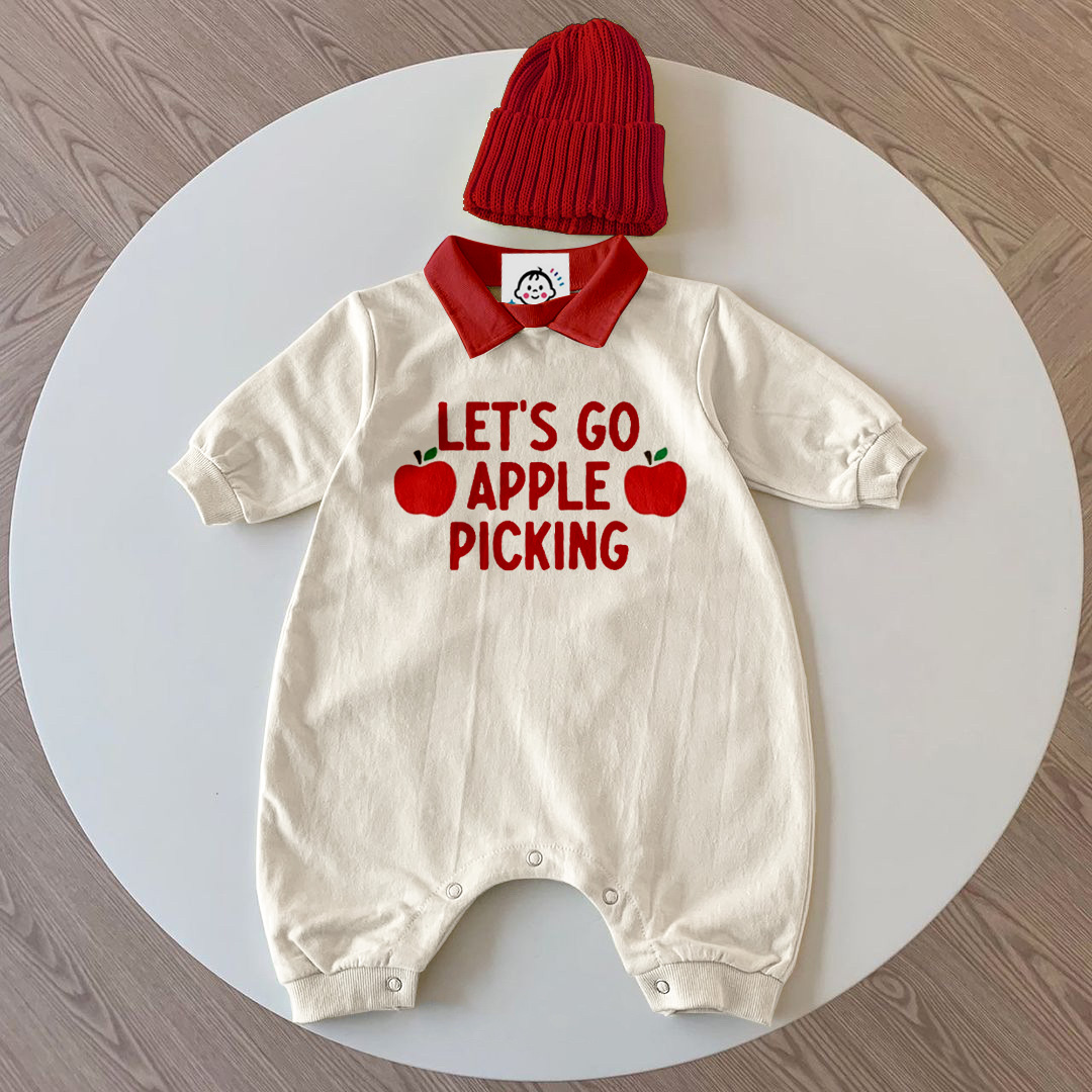 LET'S GO APPLE PICKING Baby Polo Romper