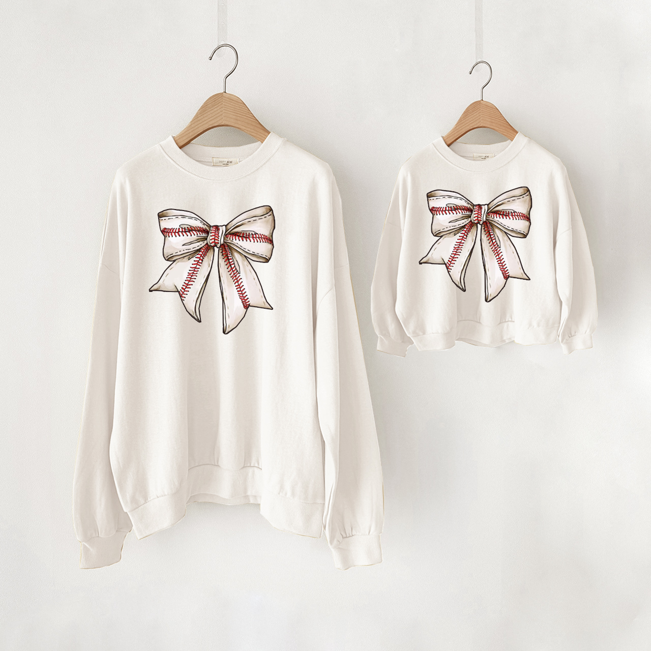 Mama and Me White Bow Sweatshirt