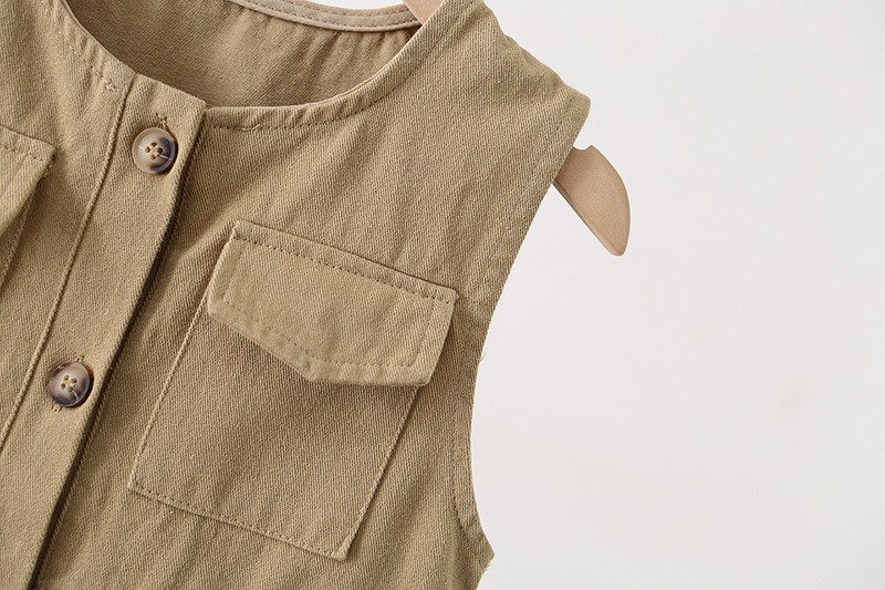 Toddler Solid Color Khaki Worker Overalls