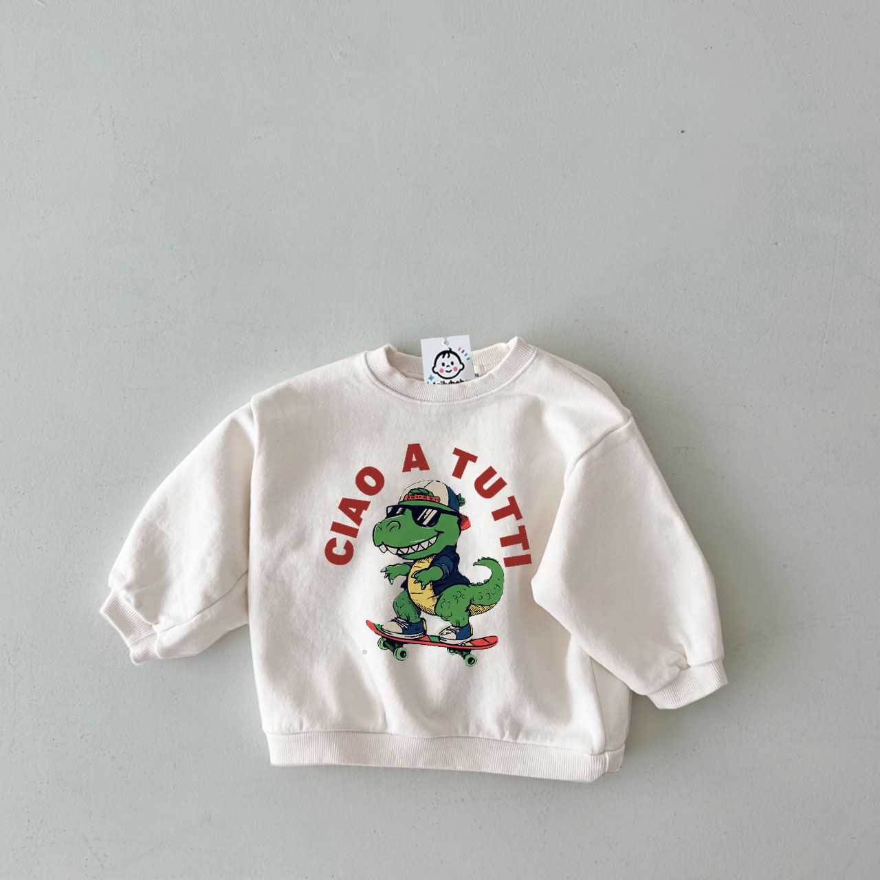 CIAO A TUTTI Baby Toddler Dinosaur Skateboard Sweatshirt