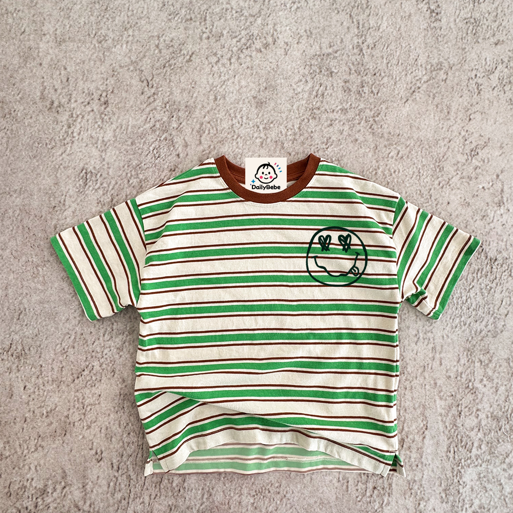 Baby & Kids Rock Smiley Stripe Front & Back Print T-Shirt (6M-12Y)