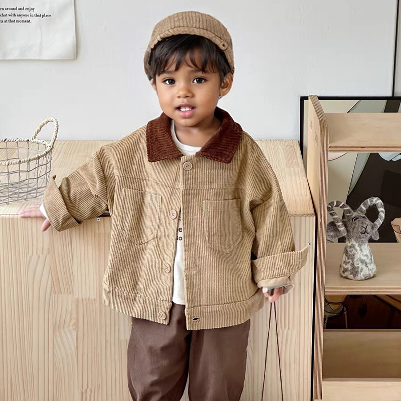 Toddler Solid Color Corduroy Lapel Jacket