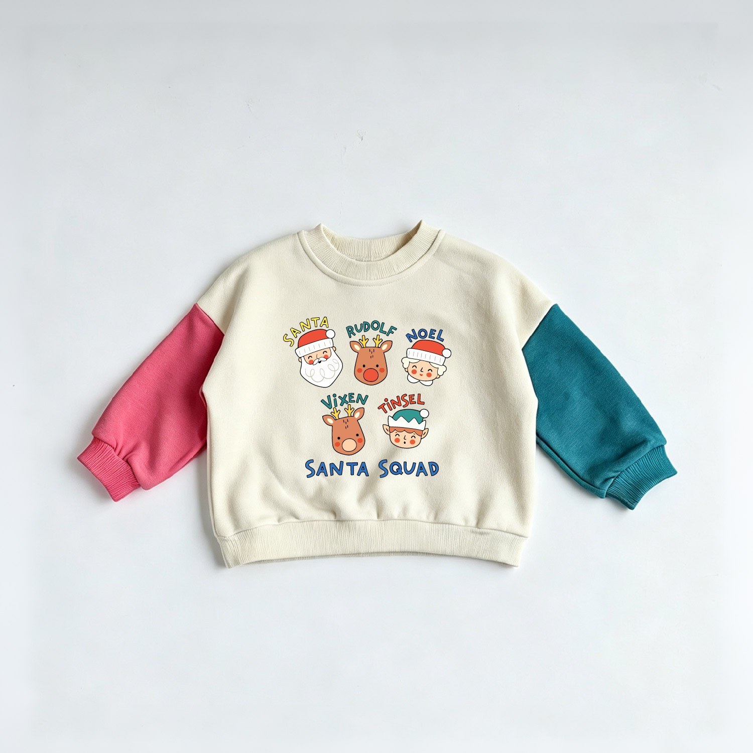 SANTA SQUAD Baby & Kids Contrasting Colors Sweatshirt