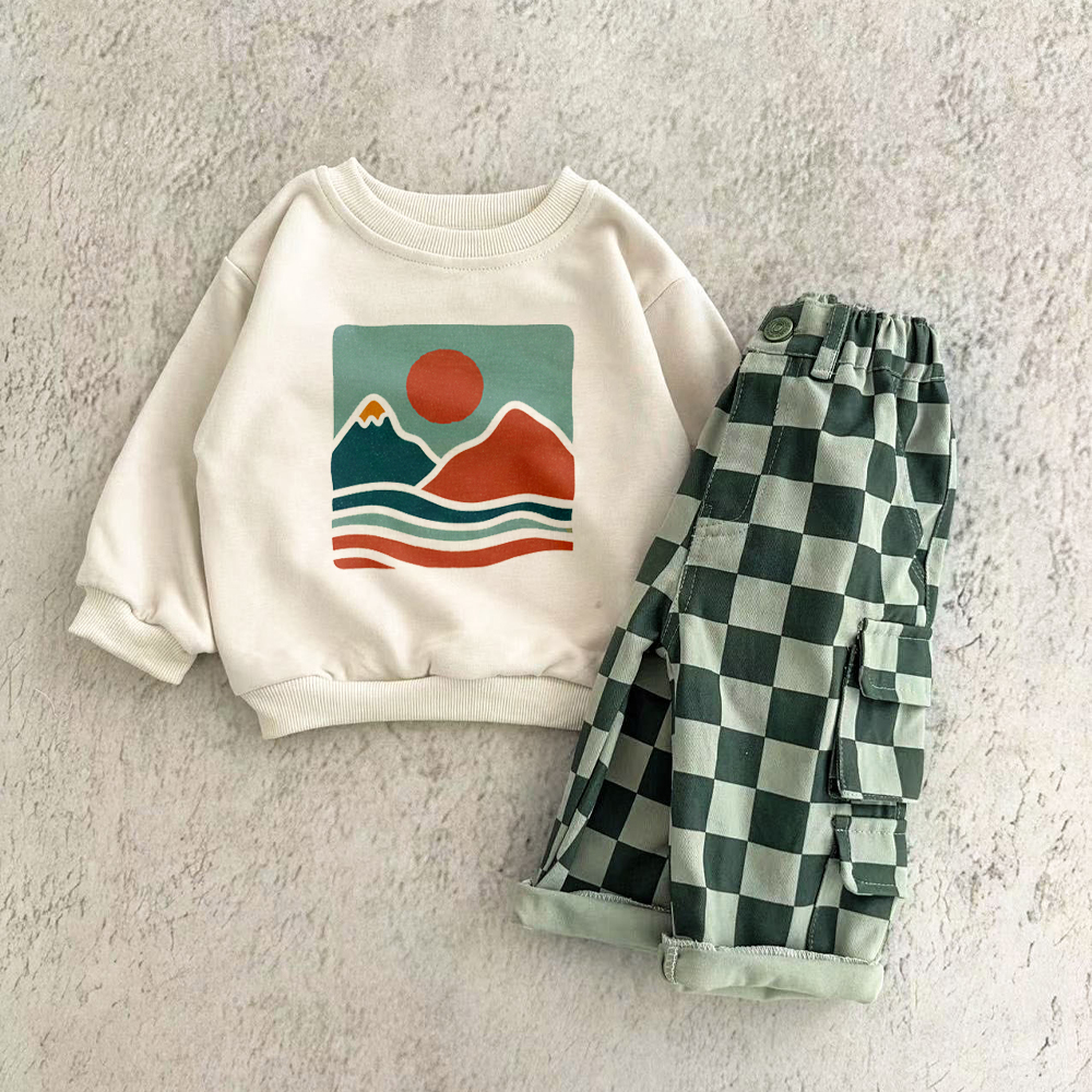  Baby & Kids Retro Peaks Vintage Pullover 2-Piece Set