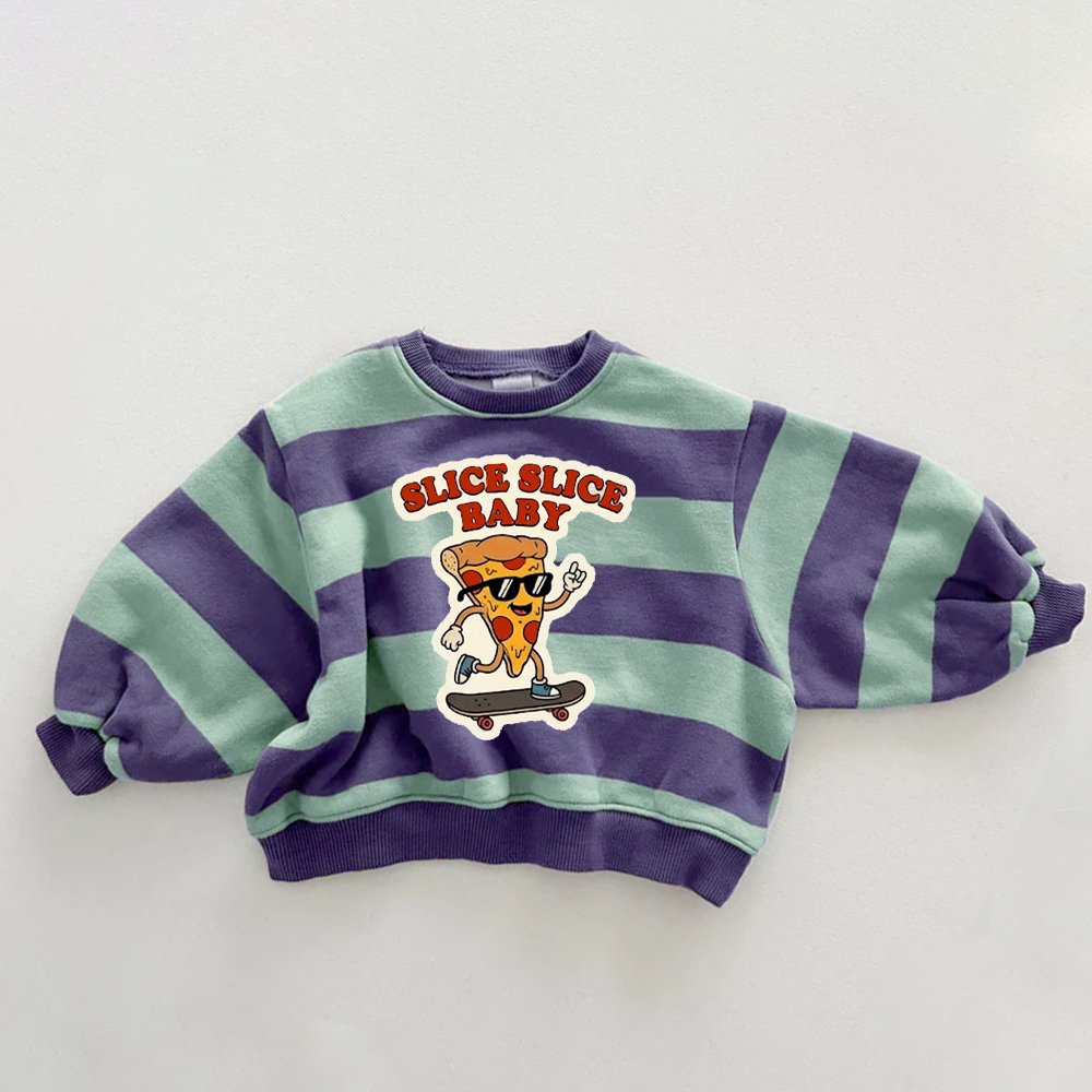SLICE SLICE BABY Baby & Kids Pizza Skateboard Stripe Sweatshirt
