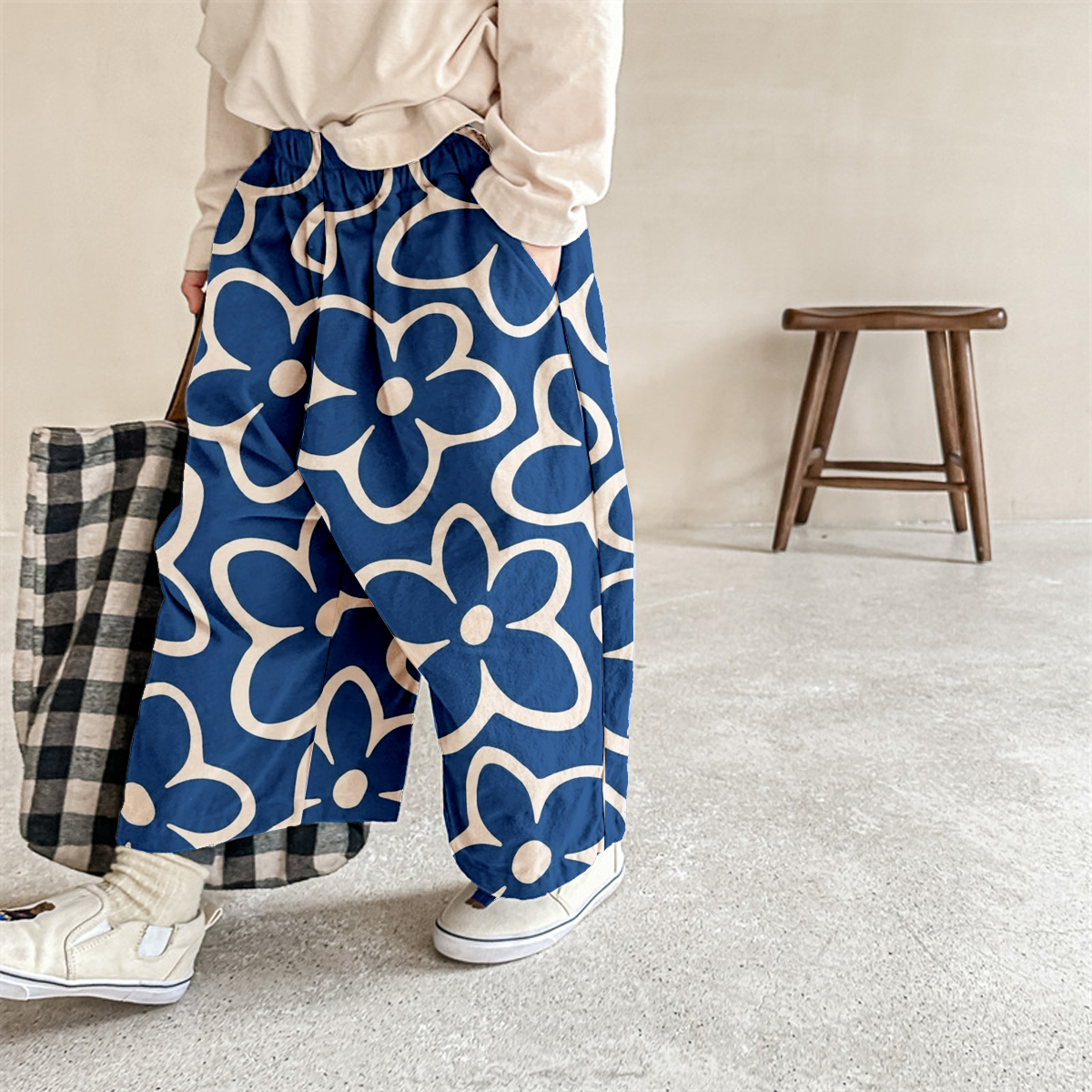 Baby & Kids Flowers Pattern Blue Pants