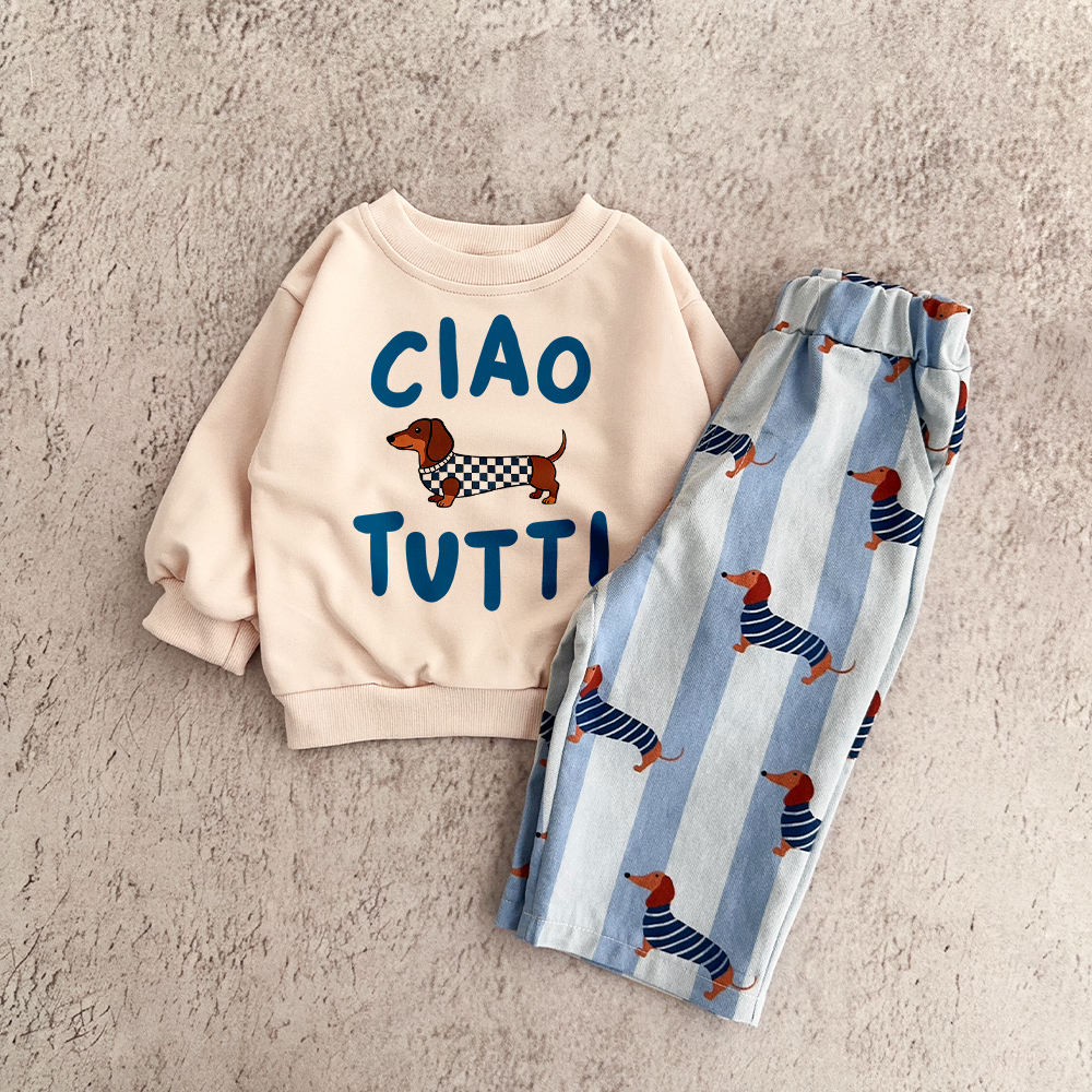 The CIAO TUTTI Baby & Kids Dachshund Jeans 2-Piece Set