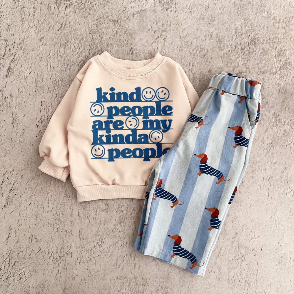 KIND PEOPLE ARE MY KIND PEOPLE Baby & Kids Smiley Pattern 2-Piece Set