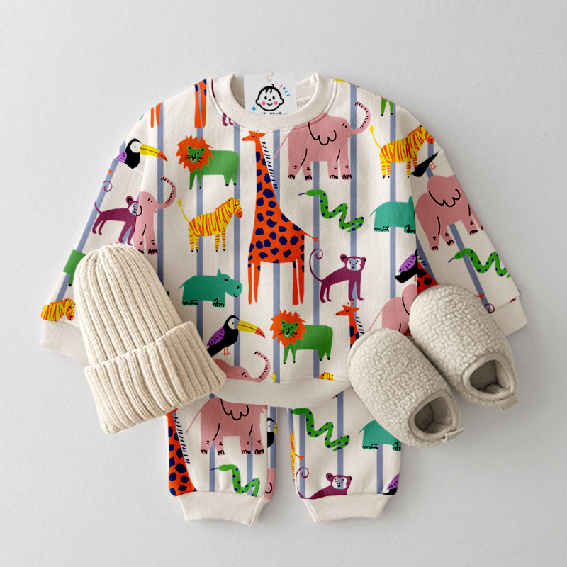 Baby Toddler Animals Stripe 2-Piece Set